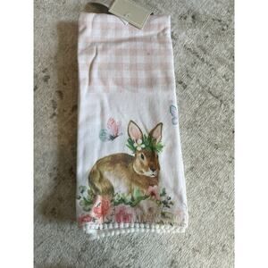 Shabby Chic Set Of 2 Easter‎ Spring Floral Kitchen Towels Bunnies Cotton NWT